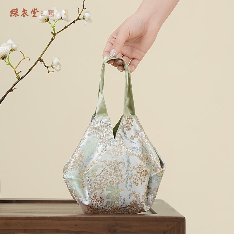 彩衣堂国风花苞八角手拎手腕手提小包女手机零钱收纳遛弯学生汉服