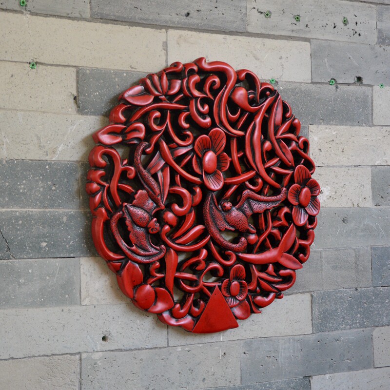 中式复古结婚新房家居装饰品浮雕镂空画挂件壁画墙贴壁饰百福民宿