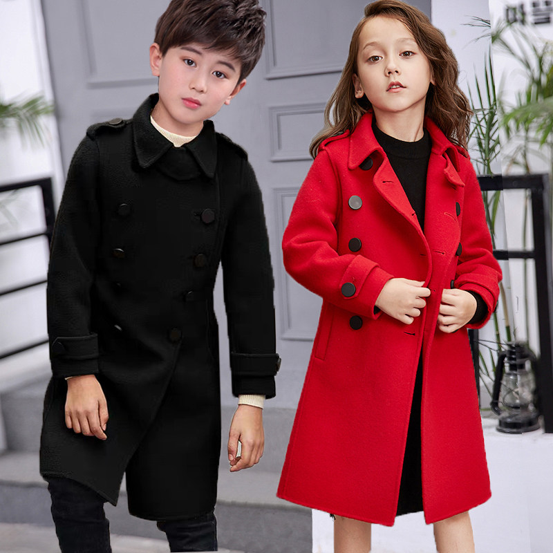 男童毛呢外套2021新款女大童洋气大衣儿童呢子女童妮子男孩中长款