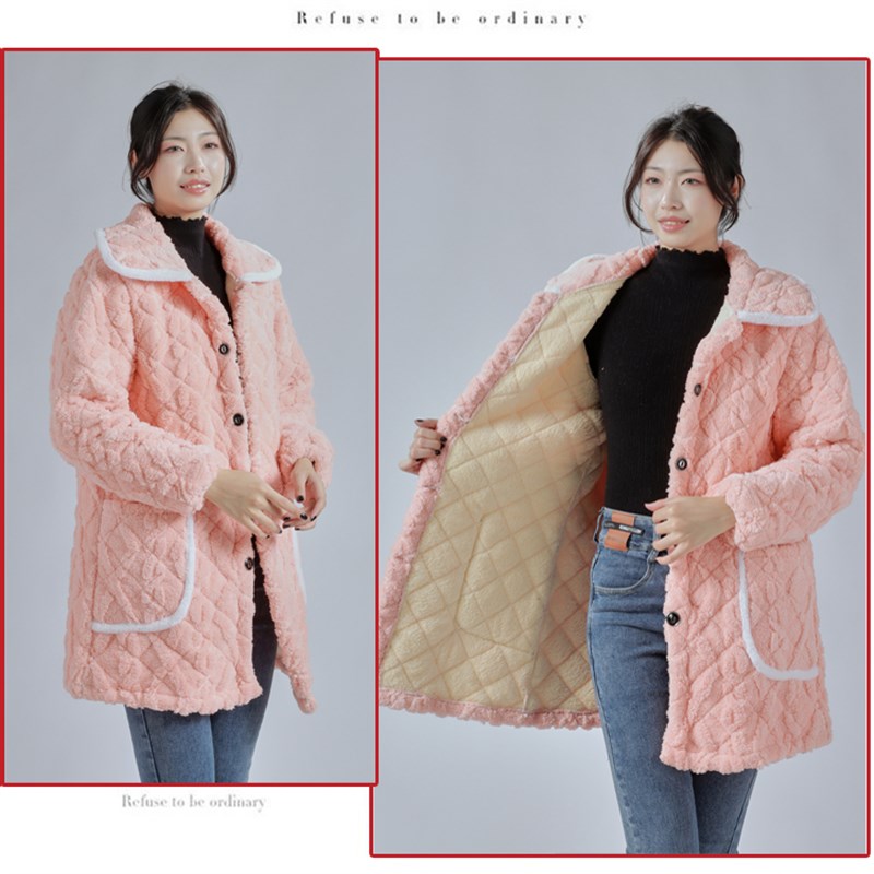 秋冬加绒加厚罩衣女成人长袖围裙外穿棉服做饭四川省服工作服棉衣