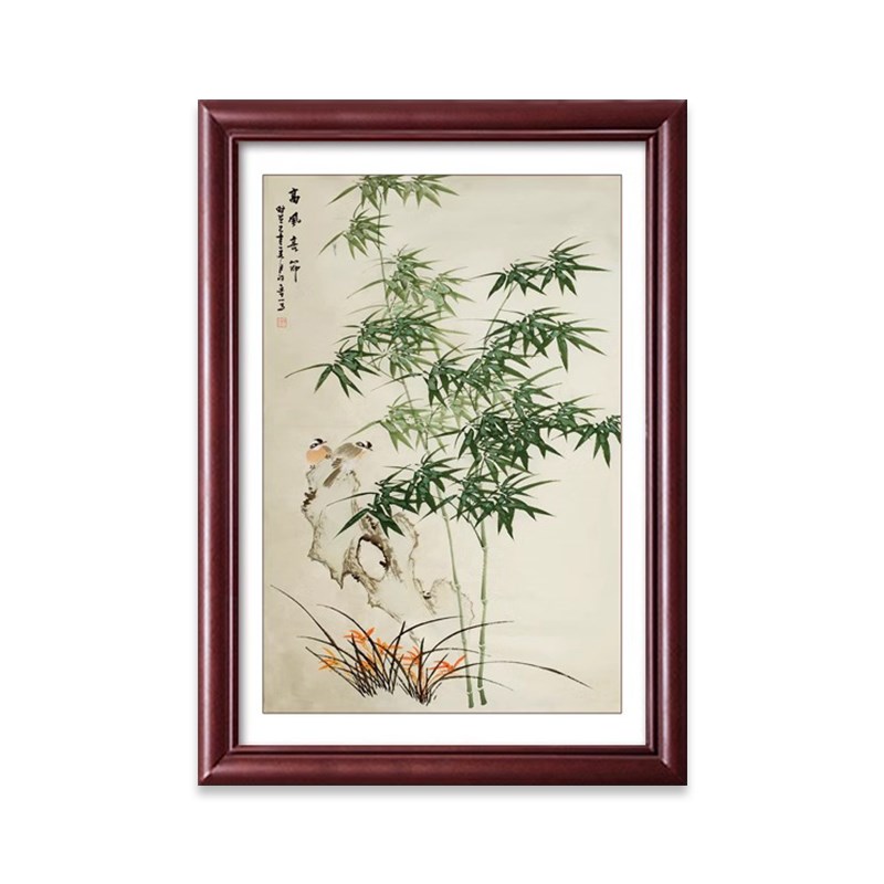 新中式电表箱装饰画电闸盒遮挡箱玄关挂画电源总开关竹子餐厅壁画