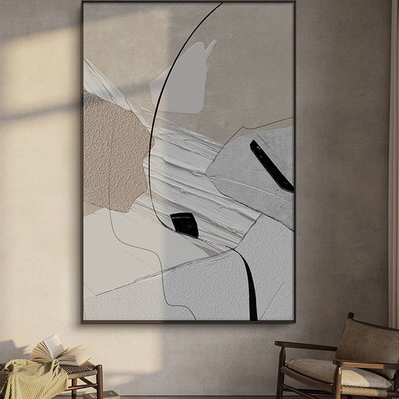 HW.ART手绘油画《莫啡》客厅装饰画玄关挂画肌理手工抽象壁画轻奢