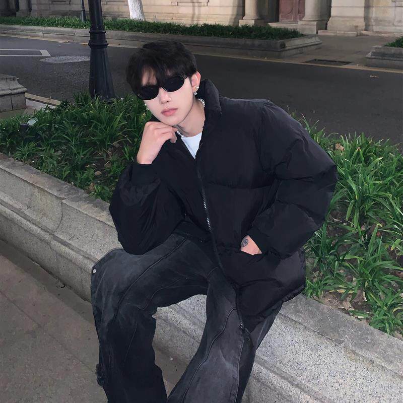 黑沧社/美式夹棉加厚棉服外套男冬季保暖立领面包服短款棉衣