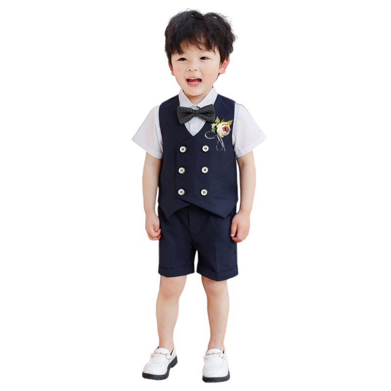 儿童西装套装男童夏季花童婚礼服宝宝周岁生日小童西服钢琴演出服