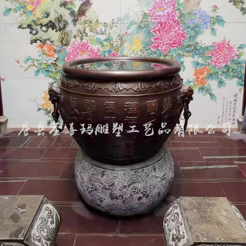 纯铜庭院铜缸百福缸铸铜宫门缸太平吉祥缸金属水缸门海双耳铜大缸