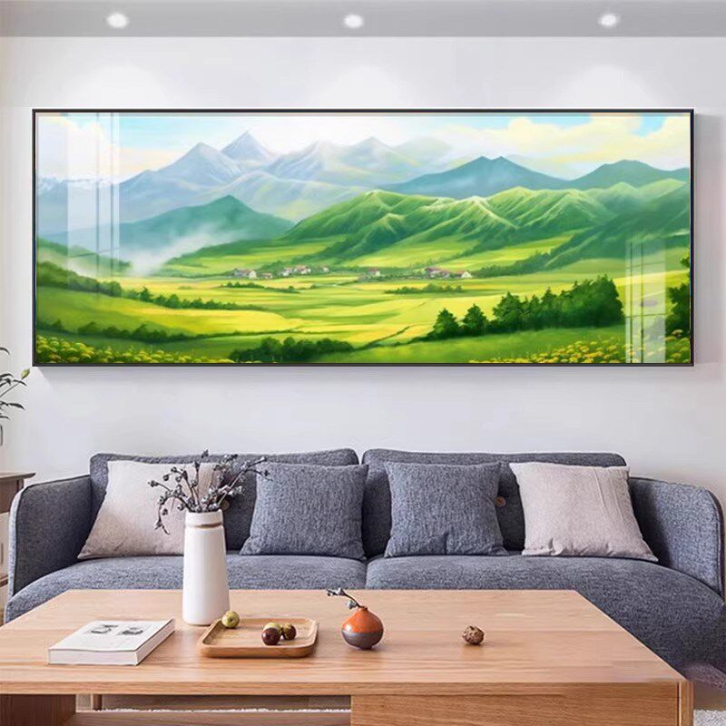 青山图客厅挂画沙发背景墙山水风景装饰画有山无水欧式靠山西墙画
