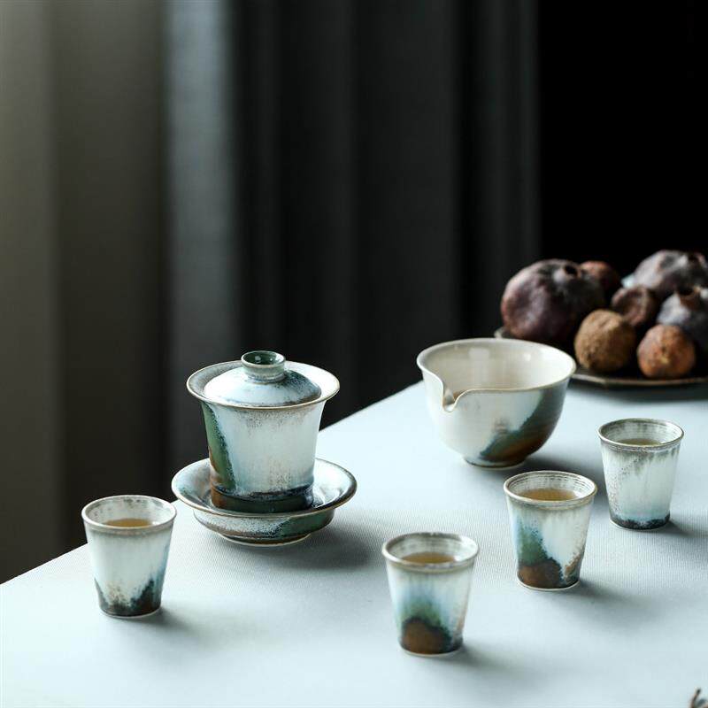 可养松针盖碗景德镇陶瓷三才泡茶碗茶杯单个功夫茶具大号防烫套装