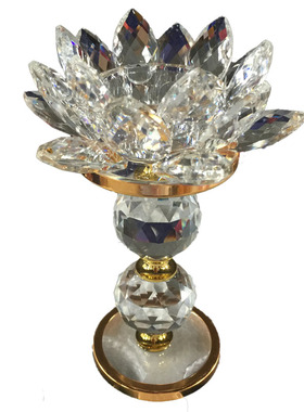 莲花灯酥油用品蜡烛灯座水晶长明烛台佛具工艺品摆件