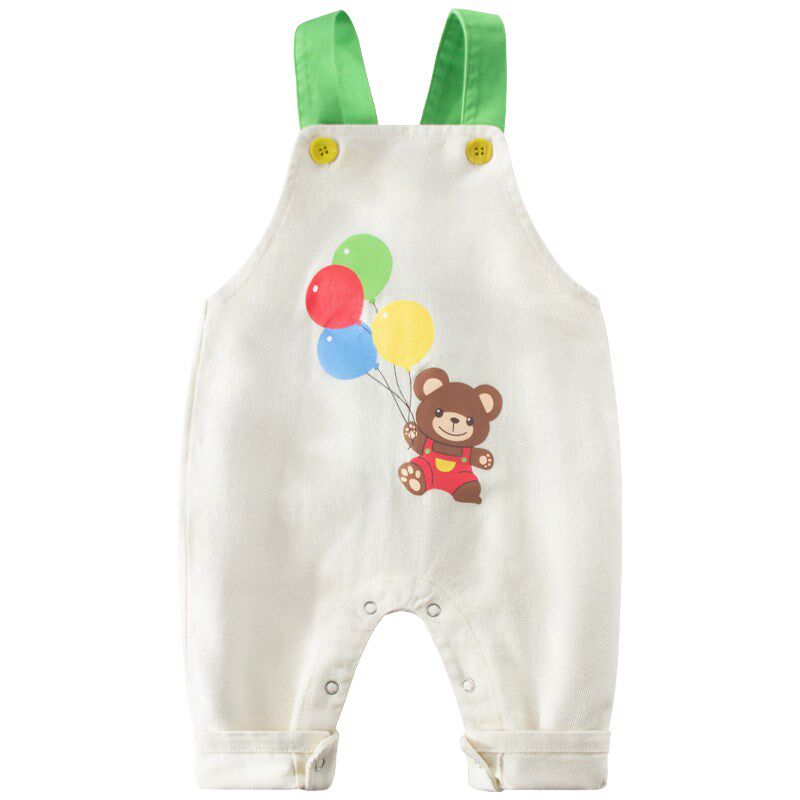 婴儿背带裤春秋款按扣开裆男宝宝吊带裤洋气可爱女宝裤子护肚长裤