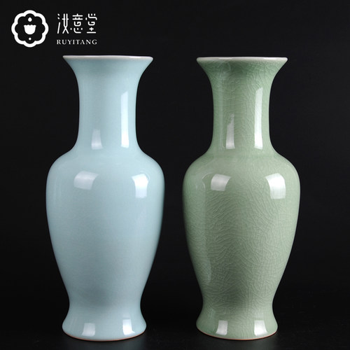仿古汝窑花瓶中式复古简约家居饰品客厅装饰摆件古典风格瓷器摆设