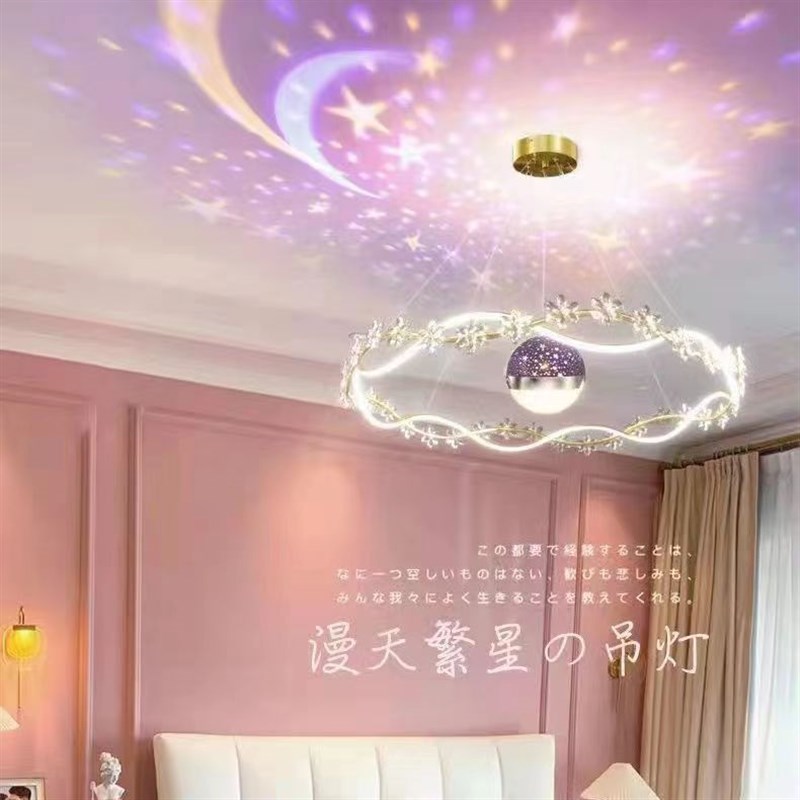 2023年新款星空羽毛皇冠卧室吊灯轻奢北欧高档满天星星空客厅吊灯