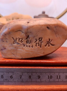 一物一拍如鱼得水天然戈壁石刻字桌面摆件花盆鱼缸造景真石