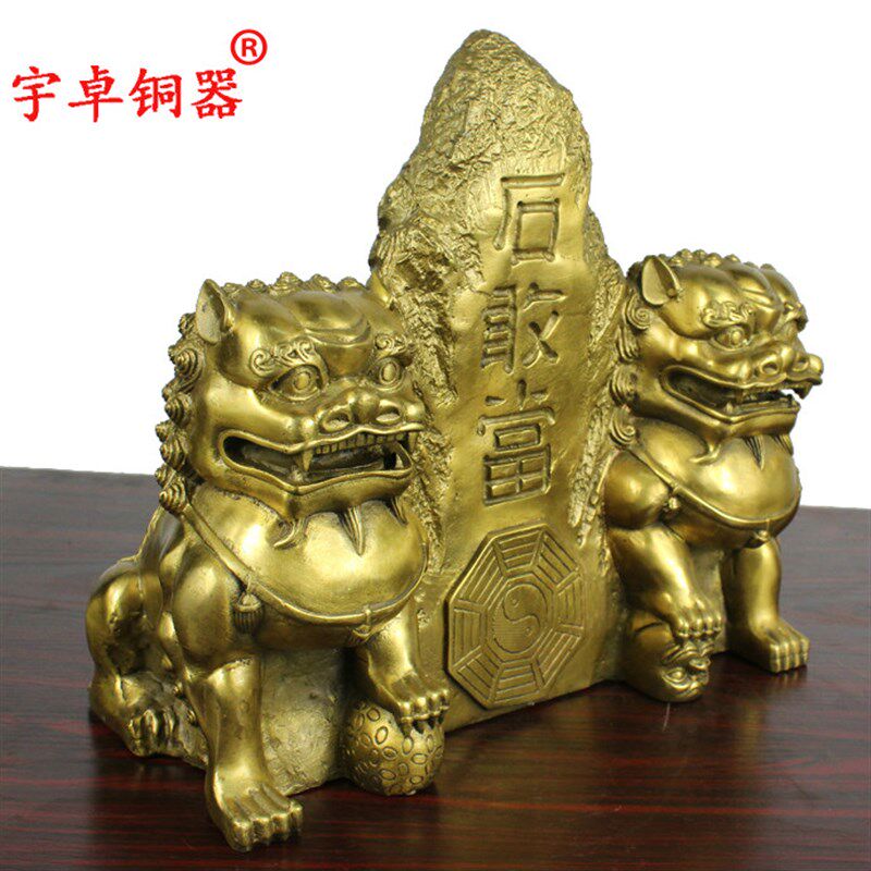 宇卓铜器铜狮子石敢当工艺品摆件 纯铜石敢当黄铜石敢当