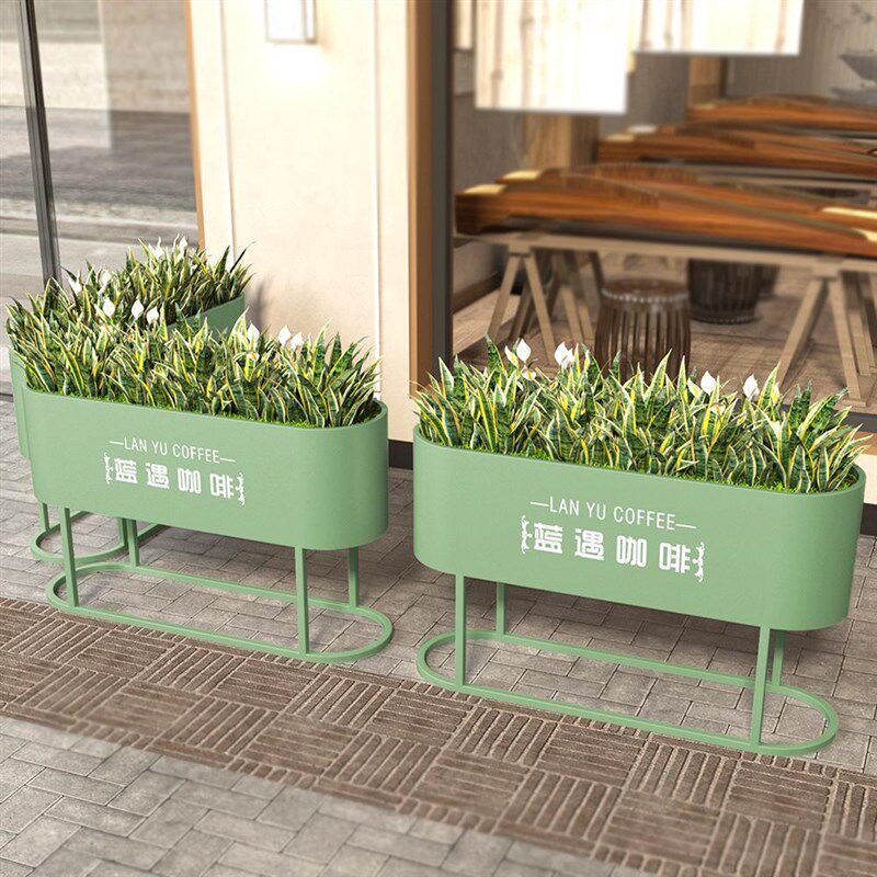 新款户外围栏花架金属商业街门店外摆绿植隔断种植箱落地花槽花箱