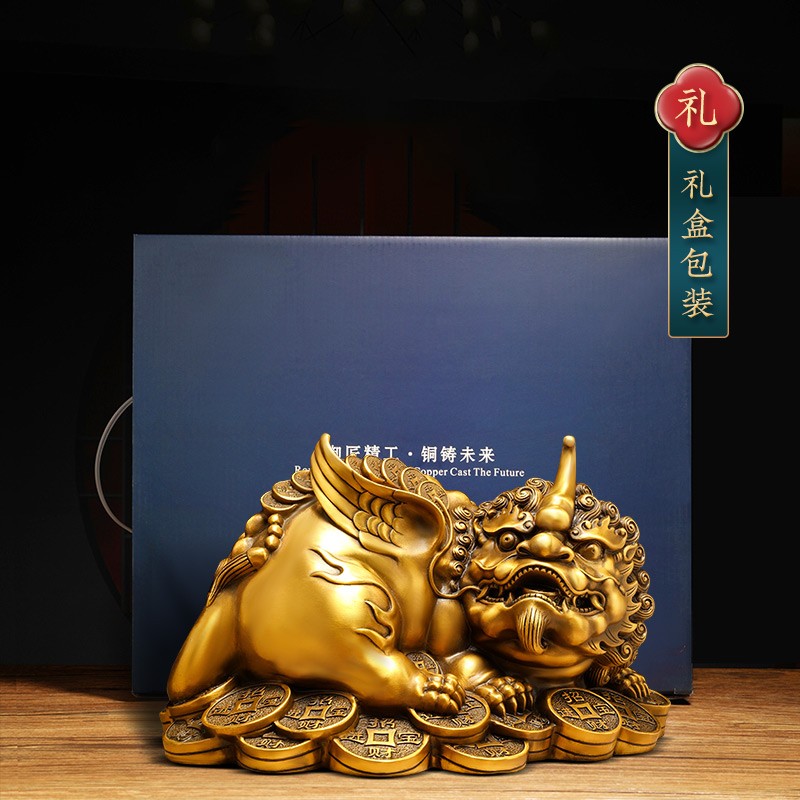 铜貔貅摆件招财金钱貔貅老板办公室桌面客厅皮丘装饰品开业礼物