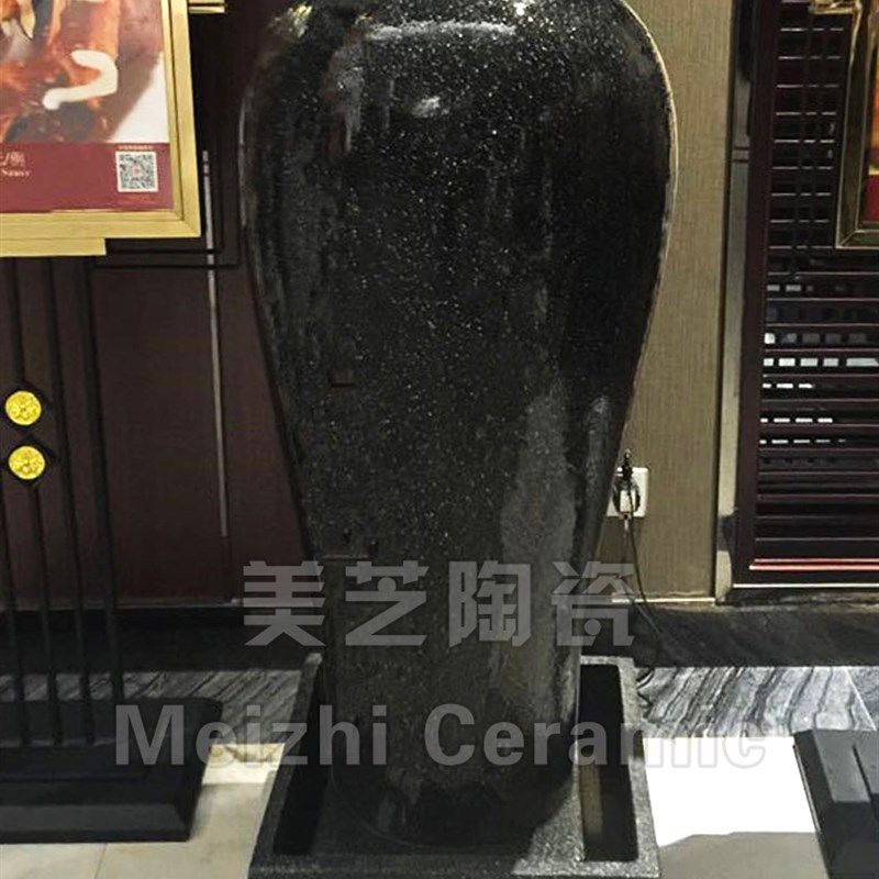 超大型涌水陶罐自循环流水生财摆件喷水花瓶酒店水景观喷泉加湿器