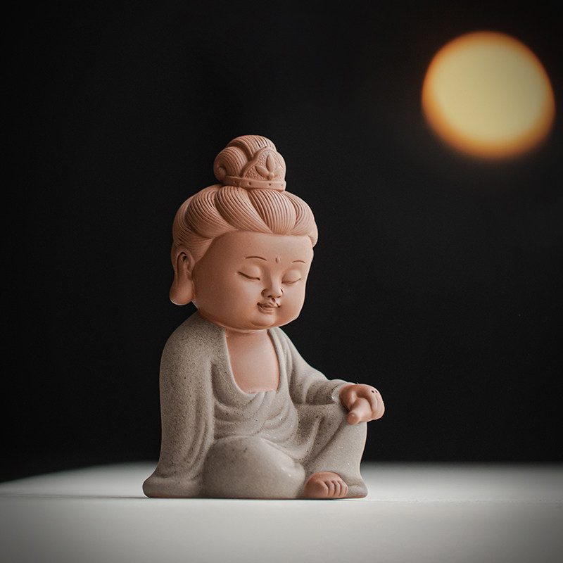 炼器紫砂如来佛禅意摆件中式家居婆娑三圣佛像观音地藏王茶桌装饰