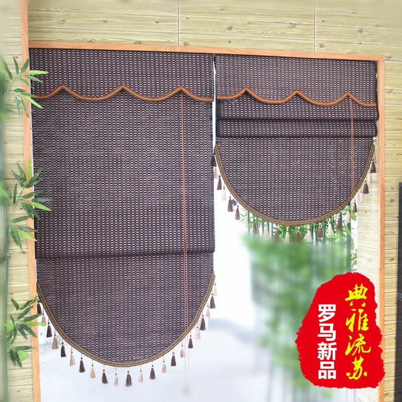 日式卷帘竹帘折叠帘流苏扇形帘罗马升降帘饭店遮阳装饰帘软隔断帘