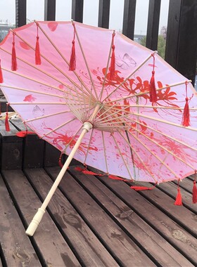 古装伞花城cos红伞汉服拍照道具伞古典中国风装饰伞古风流苏伞