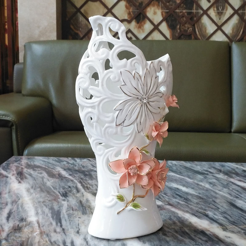 陶瓷花瓶摆件白色客厅干花插花电视柜装饰品餐桌中式创意鲜花瓶插
