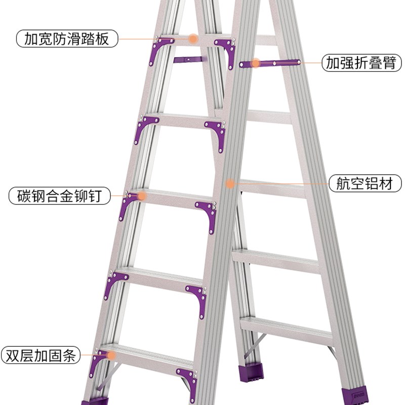 梯子家用多功能加厚铝合金室内人字梯折叠梯伸缩折叠梯楼梯工程梯