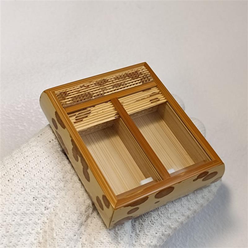海派虫具毛师傅制 斑竹梅妃竹卷帘门双格 大黄蛉盒 蛉子盒 鸣虫盒