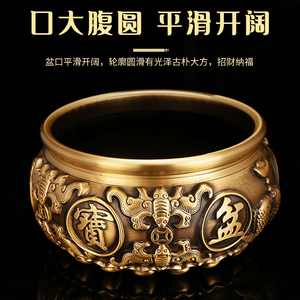 纯铜聚宝盆摆件八福招财聚财玄关客厅办公室装饰工艺品礼品特大号