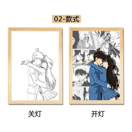 名侦探柯南灯光画工藤新一小兰基德装饰小夜灯摆件卧室床头电视柜