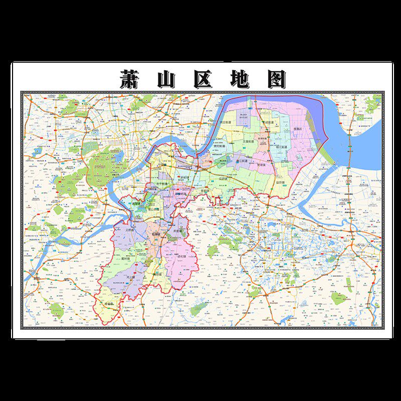 萧山区地图1.15m杭州市家用折叠高清办公室书房新款装饰画墙贴