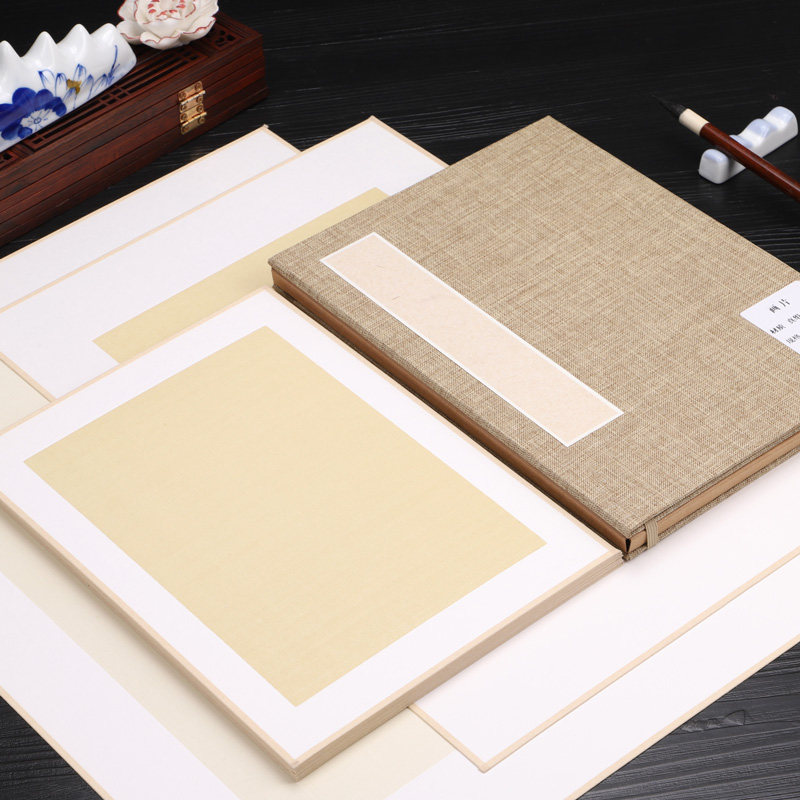 熟绢纸软卡熟宣小楷画片工笔画用纸深仿古浅仿古12张涵套泾县黄色