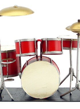 仿古做旧怀旧摆设复古铁艺架子鼓模型摆件创意工艺品家居装饰品