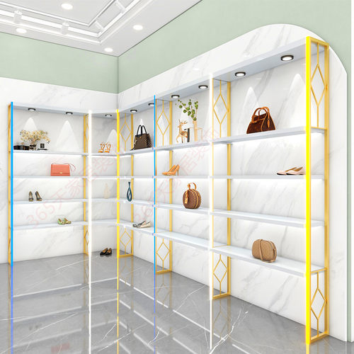 防火板商场定制鞋店鞋架落地男女包包店展示带灯柜子高档店铺货架
