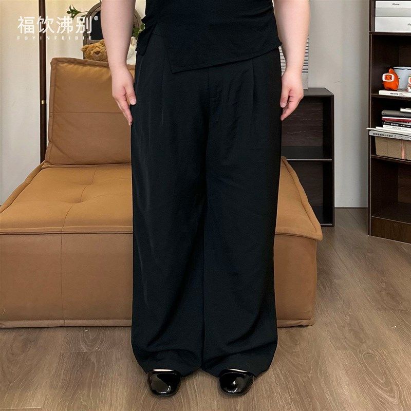 【福饮沸别】大码胖mm西装裤正装裤女夏季显瘦宽松长裤-1123
