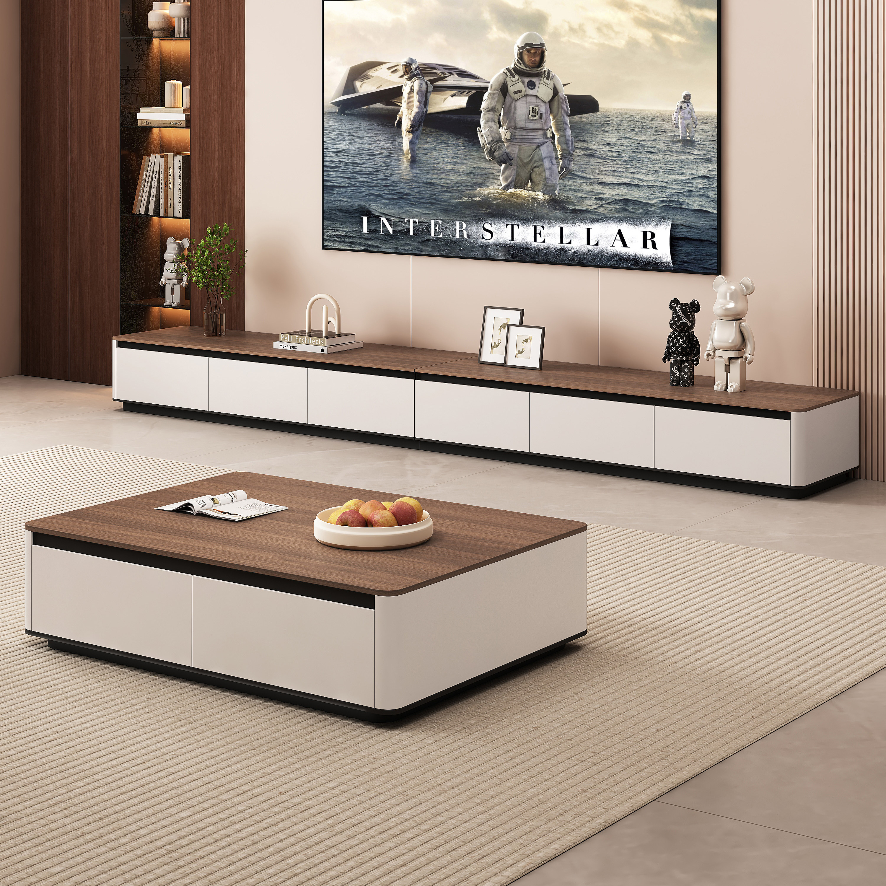 实木电视柜现代简约客厅家用茶几组合2026新款高级感落地电视机柜