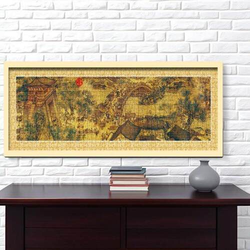 1000张98×34清明河拼图画框98×38千里江山画框2000实木画框壁挂