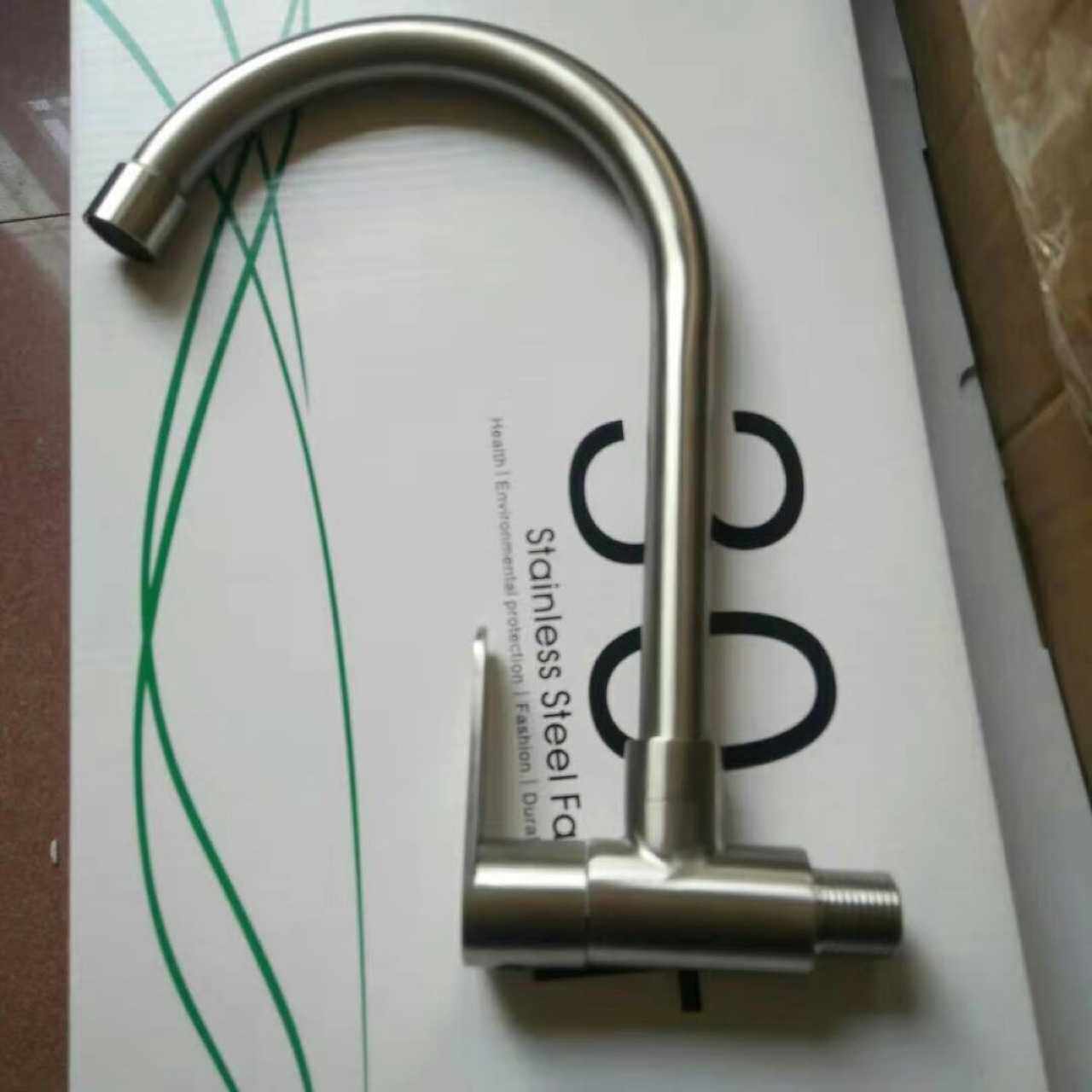 304不锈钢 拉丝家用横式 入墙单冷大弯旋转工程款水龙头