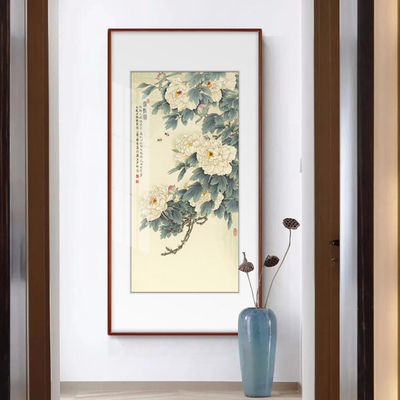 【十年老店】王少卿国画新中式玄关走廊装饰画牡丹竖版挂画清艳图
