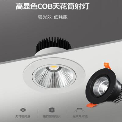 雷欧led射灯cob3W5W7W12W15W20W30W40W天花牛眼嵌入式客厅孔背景