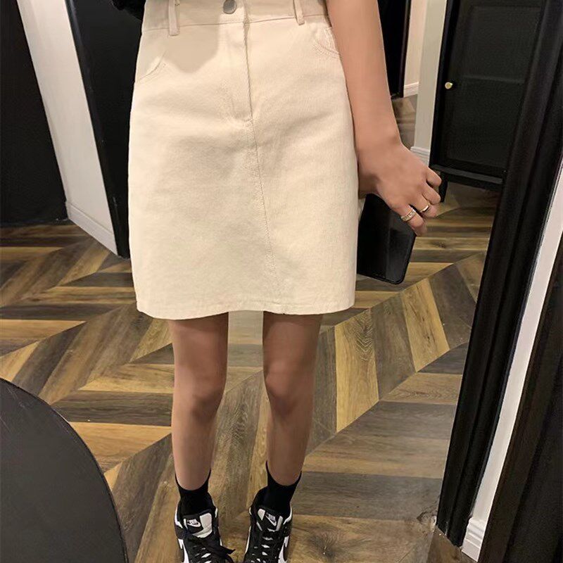 白色a字半身裙女春夏2024显瘦小个子包臀裙大码半裙高腰牛仔短裙