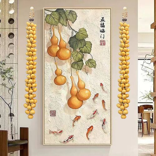 天然小葫芦门对门挂件真葫芦串挂饰家居阳台客厅玄关大门装饰壁挂