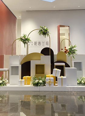 售楼处美陈定制成交抽奖砸金蛋台4S店场景布置堆头金蛋区中式dp点