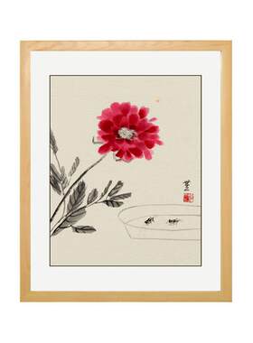 手绘国画花鸟画装饰画有带框新中式字画客厅餐厅花卉三联挂画包邮