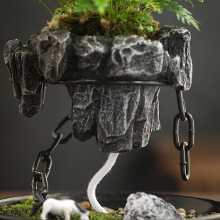 铁艺悬挂式创意植物盆栽禅意摆件文竹铁树铁链悬浮景观微家居盆景