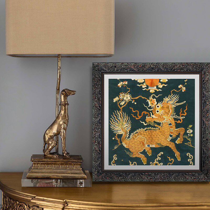 如虎添翼中古风轻奢小众艺术复古装饰画中式客厅卧室沙发背景挂画