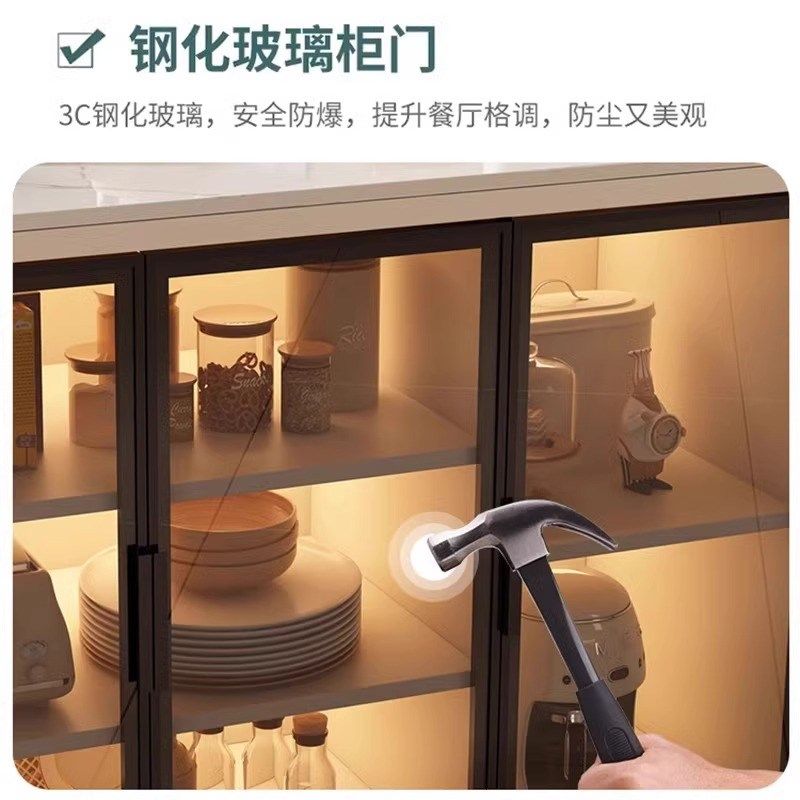 岩板厨房置物柜家用多层餐边柜客厅多功能储物柜可移动收纳小岛台