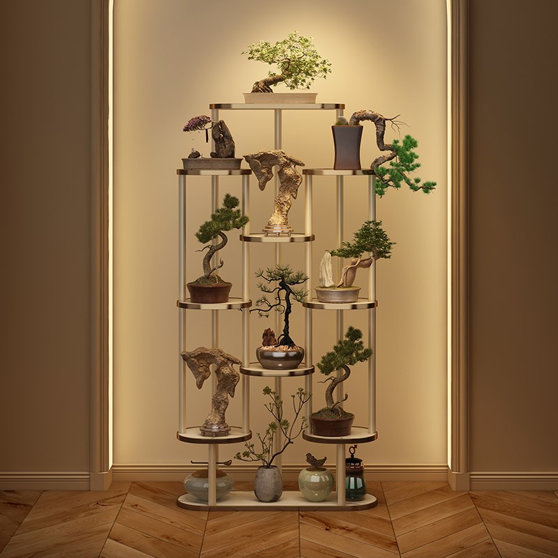 茶室布置高级感博古架实木中式置物架展示架放茶叶架子奇石摆放架