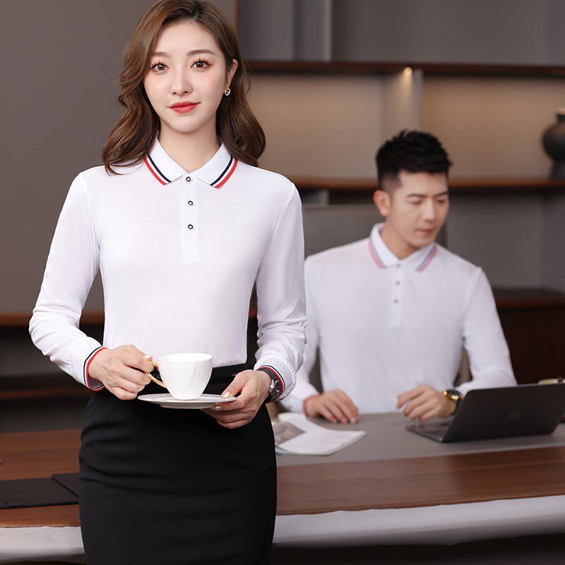 工作服定制t恤长袖加厚polo衫秋季黑色女厂服汽修超市广告文化衫