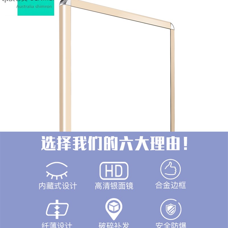欧式艺术风铝合金穿衣镜 可旋转客制化寝室全身镜
