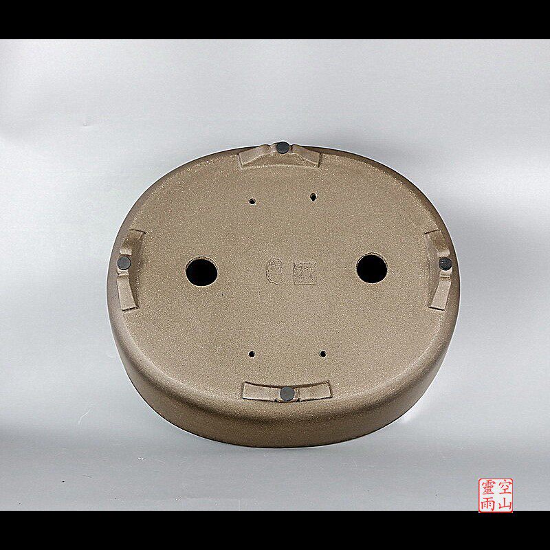 外销精品 宜兴紫砂盆景花盆 全手工仿古云足高椭圆乌泥44公分黑松