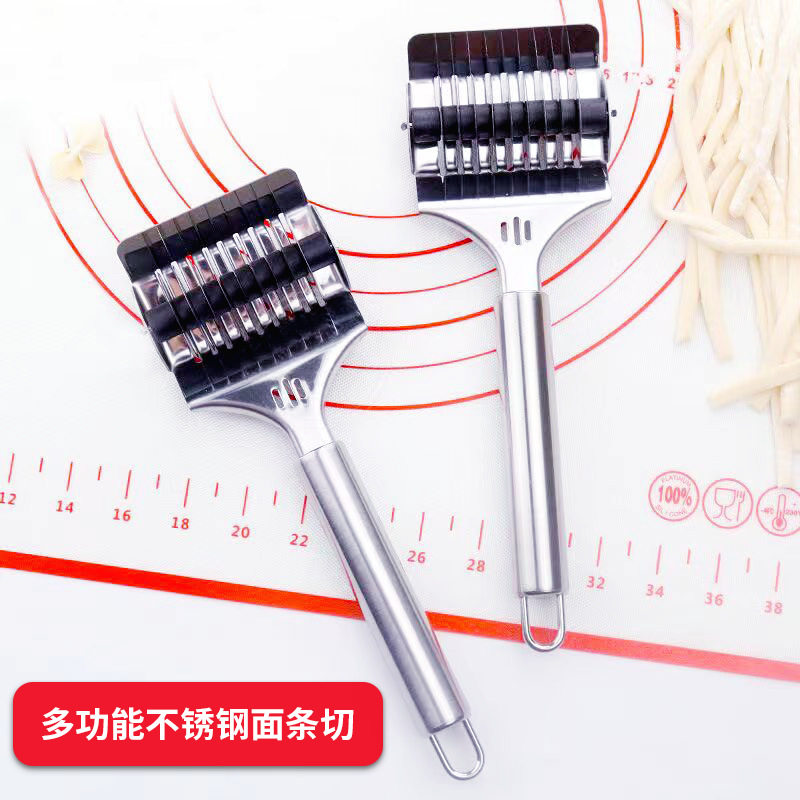 手擀面器手动面条手工不锈钢面条金丝饼划丝压面机滚轮切面刀